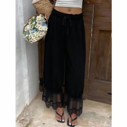 Xingqing y2k Women Coquette Pants Summer Clothes Solid Color Elastic Waist Baggy Loose Trousers Bottoms 2000s Club Streetwear