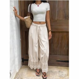 Xingqing y2k Women Coquette Pants Summer Clothes Solid Color Elastic Waist Baggy Loose Trousers Bottoms 2000s Club Streetwear