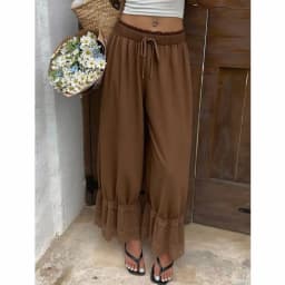 Xingqing y2k Women Coquette Pants Summer Clothes Solid Color Elastic Waist Baggy Loose Trousers Bottoms 2000s Club Streetwear