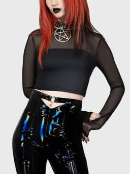 Sexy Faux Latex Hollowed Out Navel Flare Pants Women High Waist Gothic Zip Patent Leather Trousers Custom Wet Look Slim Pants
