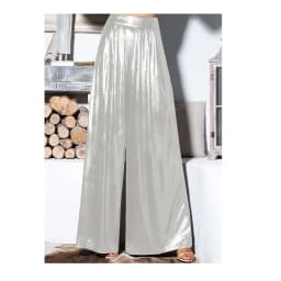 Ladies' Shiny Metallic High Waist Pleated Wide Legs Long Pants, Loose Trousers, Glitter Casual Street Fashion, Summer, 7XL