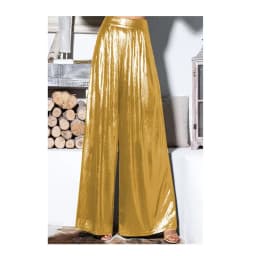 Ladies' Shiny Metallic High Waist Pleated Wide Legs Long Pants, Loose Trousers, Glitter Casual Street Fashion, Summer, 7XL