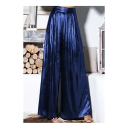 Ladies' Shiny Metallic High Waist Pleated Wide Legs Long Pants, Loose Trousers, Glitter Casual Street Fashion, Summer, 7XL