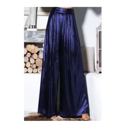 Ladies' Shiny Metallic High Waist Pleated Wide Legs Long Pants, Loose Trousers, Glitter Casual Street Fashion, Summer, 7XL