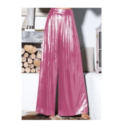Ladies' Shiny Metallic High Waist Pleated Wide Legs Long Pants, Loose Trousers, Glitter Casual Street Fashion, Summer, 7XL