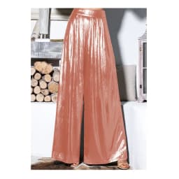 Ladies' Shiny Metallic High Waist Pleated Wide Legs Long Pants, Loose Trousers, Glitter Casual Street Fashion, Summer, 7XL