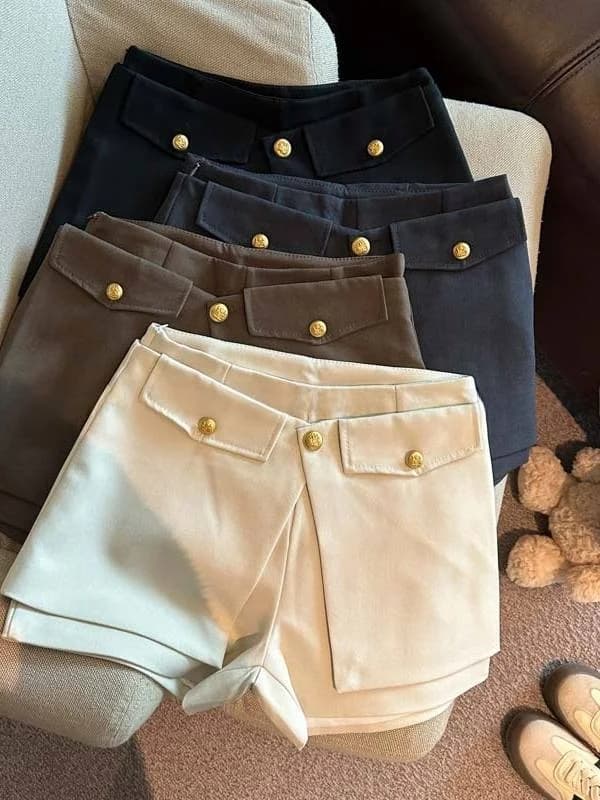 Casual High Waist Asymmetric Wide Leg Pants Women's Spring 2026 Slimming Short Shorts Casual Loose Fit High Waist Tummy Control