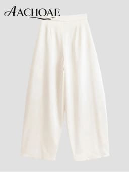 AACHOAE Women Wide Leg Palazzo Pants Elegant Office Trousers Loose Straight Leg Suit Pants Casual Long Workwear Trousers