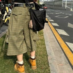 Street Plaid Large Pocket Workwear Cropped Pants for men Women 2025 Summer New Loose American Style Trendy Brand Wide Leg Pants