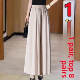 High Waist Wide Leg Pants Women's Summer Thin Casual Pants plus Size Versatile Drapey Skirt Pants Korean Style Loose Fit