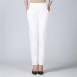 White Women's Trousers 5XL Spring Summer Autumn Female Stretch Waist Cotton Straight pants Middle aged lady Solid Casual Pants