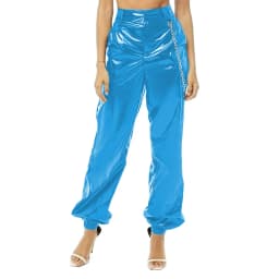 Gothic Shiny Sexy PVC Leather Pants, Faux Latex, High Waist Buttons and Zipper Bloomers, Casual Streetwear, Party Clubwear