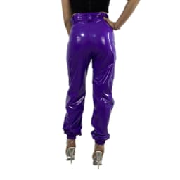 Gothic Shiny Sexy PVC Leather Pants, Faux Latex, High Waist Buttons and Zipper Bloomers, Casual Streetwear, Party Clubwear