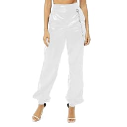 Gothic Shiny Sexy PVC Leather Pants, Faux Latex, High Waist Buttons and Zipper Bloomers, Casual Streetwear, Party Clubwear
