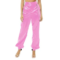 Gothic Shiny Sexy PVC Leather Pants, Faux Latex, High Waist Buttons and Zipper Bloomers, Casual Streetwear, Party Clubwear