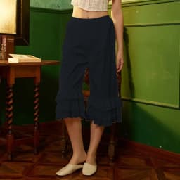 Women Ruffles Hem Pant Loose Fit Lace Bloomers Y2k Vintage Elastic Mid Rise Wide Leg Flared Slips Pants Victorian Pajama Bottoms