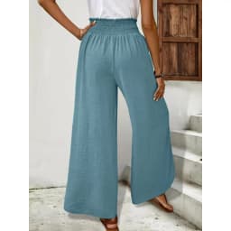 Women's Wide Leg Pants with Asymmetric Hem High Waist Elastic Drawstring Casual Trousers for Summer Vacation Outfit Y2k Clothing