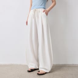 TOYOUTH Women Casual Pants Summer 2026 Breathable Elastic Waist Lantern Pants Wrinkled Texture Lazy Temperament Soft Comfortable
