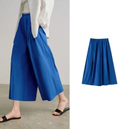 TOYOUTH Women 2026 Spring New Wide-Leg Skort Slimming Accordion Pleated Commuter Skirts