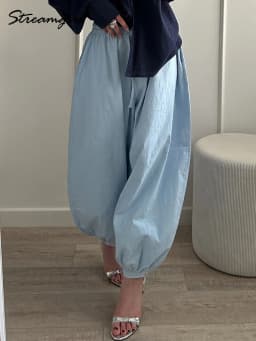 Wide Pants Summer Women Cotton Blue Aladdin Trousers Balloons Ladies Oversized Navy Blue Women Baggy Pants Elastic Waist Capri