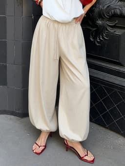 Wide Pants Summer Women Cotton Blue Aladdin Trousers Balloons Ladies Oversized Navy Blue Women Baggy Pants Elastic Waist Capri