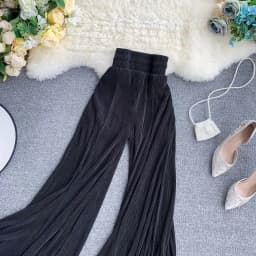 Fishtail Trousers Women Baggy Pants New Wide Leg Ruffled Flare Elastic Waist Pleated White Tulle Thin Spring Wild