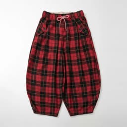 Red - Black Plaid Drawstring Lantern Pants, Retro Hong Kong Style, Daily Outfit, Casual & Free Vibe 255338