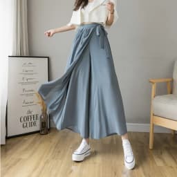 2024 Spring Summer New Style Korean Women Pleated Chiffon Trousers High Waist Pants Hakama Casual Wide Leg Pantalones