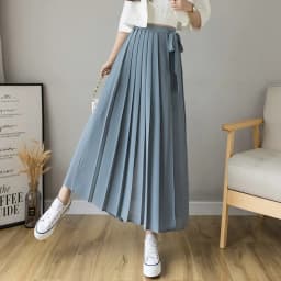 2024 Spring Summer New Style Korean Women Pleated Chiffon Trousers High Waist Pants Hakama Casual Wide Leg Pantalones