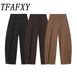 TFAFXY New Women Career Pants 2026 Spring High Waisted Balloon Pants Female Casual Trousers Pleated Long Pant Y2K