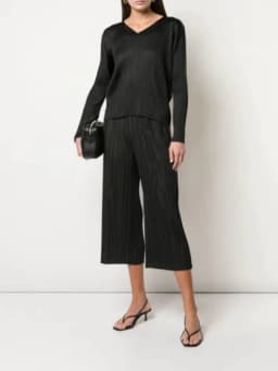 Miyake Pleated Straight Loose Pants Women's Casual Korean Fashion Basics Aesthetic Clothing
