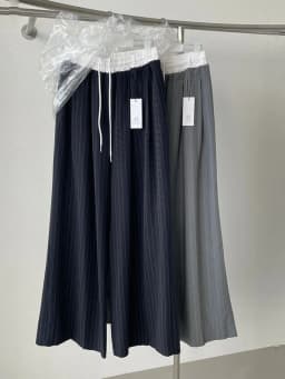 Fashionable Korean Style Wide Leg Pants Striped Drawstring Suit Trousers Women Casual Loose Comfortable Design Sensation