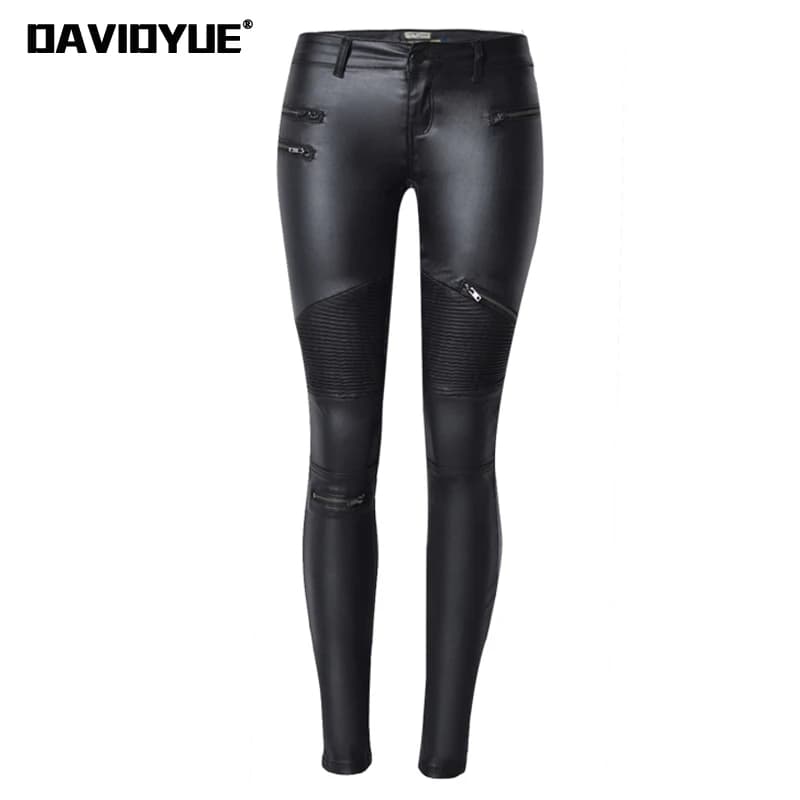 2026 winter Sexy Women Pu Leather Black Pants Zipper Stretch Bodycon Ruched Patchwork punk clothes Women Pencil Long Pants White