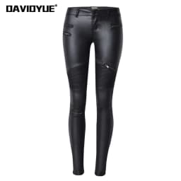 2026 winter Sexy Women Pu Leather Black Pants Zipper Stretch Bodycon Ruched Patchwork punk clothes Women Pencil Long Pants White