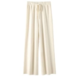 100%Wool Pants Women Autumn Winter, High Waist Warm Loose Wide Leg Pants 2025