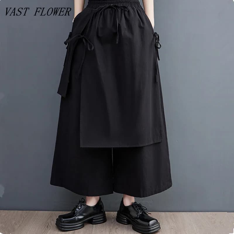 Cotton black high Waist  vintage Casual loose spring summer autumn clothes skirt Pants for Women 2026 Trousers Streetwear