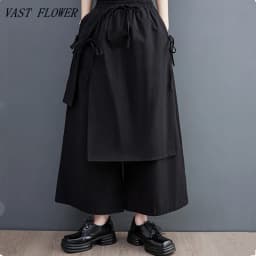 Cotton black high Waist  vintage Casual loose spring summer autumn clothes skirt Pants for Women 2026 Trousers Streetwear