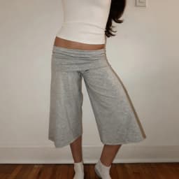 Baggy Capri Pants for Women Low Rise Fold Over Capri Yoga Pant Soft Comfy Flowy Wide Leg Capris Culottes Bottoms