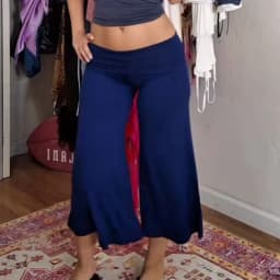 Baggy Capri Pants for Women Low Rise Fold Over Capri Yoga Pant Soft Comfy Flowy Wide Leg Capris Culottes Bottoms