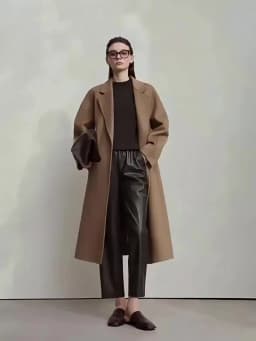AMII Minimalist Women's Casual Pants 2026 Autumn Streetwear Loose Fit Black Pants Ankle-Length PU Leather Lady Trousers 12523102