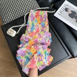 Cute Kawaii Cartoon Print Pleated Wide-legged Pants Women Streetwear Loose Straight Leg Pants Y2k Clothing Spring Summer Trouser