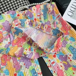 Cute Kawaii Cartoon Print Pleated Wide-legged Pants Women Streetwear Loose Straight Leg Pants Y2k Clothing Spring Summer Trouser