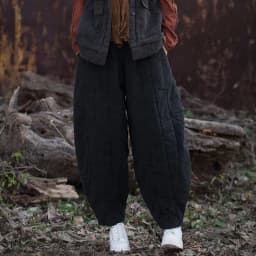 Thick Warm Casual Padded Pant Women New 2024 Winter Vintage Style Solid Color Loose Female Quilted Cotton Linen Harem Pants M092