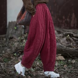Thick Warm Casual Padded Pant Women New 2024 Winter Vintage Style Solid Color Loose Female Quilted Cotton Linen Harem Pants M092