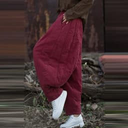 Thick Warm Casual Padded Pant Women New 2024 Winter Vintage Style Solid Color Loose Female Quilted Cotton Linen Harem Pants M092