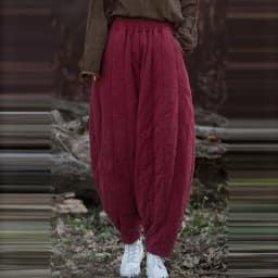 Thick Warm Casual Padded Pant Women New 2024 Winter Vintage Style Solid Color Loose Female Quilted Cotton Linen Harem Pants M092