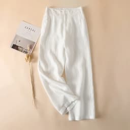 Linen Loose Wide Leg Women's Pants 2024 New Thin Cotton Linen High Waist Drooping Cropped Slimming Casual Straight Trousers