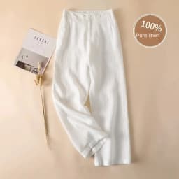 Linen Loose Wide Leg Women's Pants 2024 New Thin Cotton Linen High Waist Drooping Cropped Slimming Casual Straight Trousers