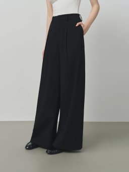 FSLE 2025 New Women Loose Fit Wide Leg Pants Black White Trousers High Waist Casual Pants Soft Drapey Free Waist Rope Vintage