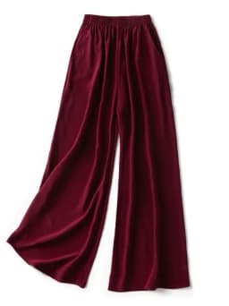 SuyaDream Women Wide Leg Pants 100%Real Silk Solid Elastic Waisted Ankle-length 2025 Office Spring Autumn Chic Trousers Black